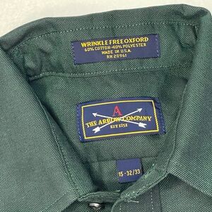 Arrow Company Men’s Green Oxford Button Down Shirt Size 15 Wrinkle Free
